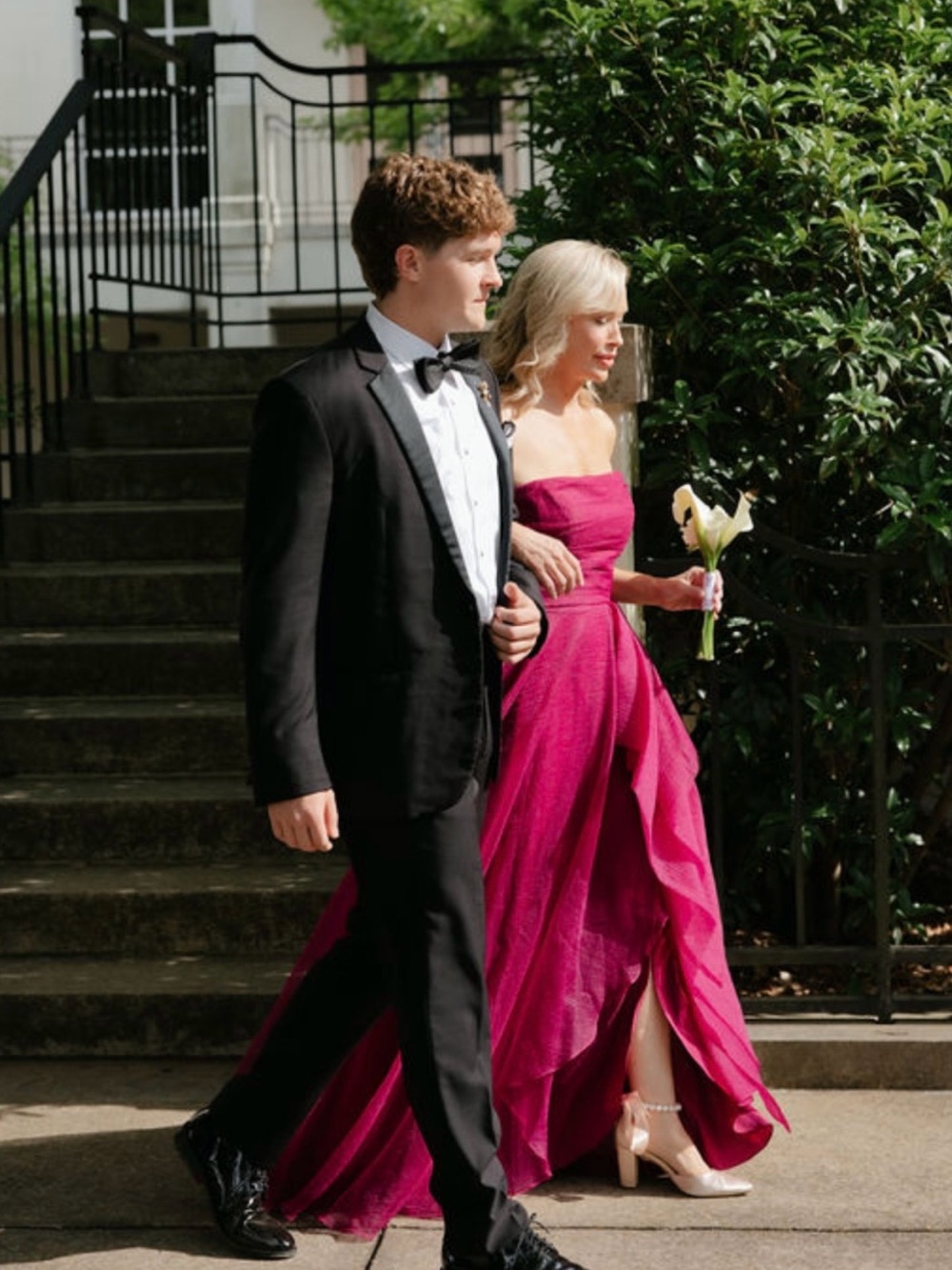 Theia Strapless Ruffled Evening Gown in Magenta - Picture 13 of 13